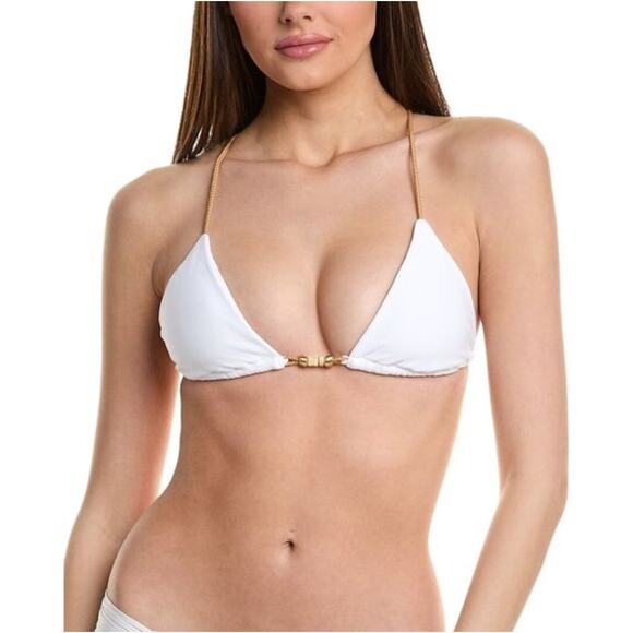 ViX Swimwear by Paula Hermanny Solid BROOKE T Back Bikini Top -  White - Size L - Picture 3 of 7